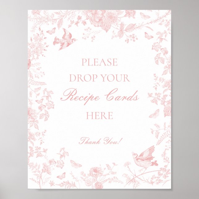 Poster Toile Rosa De Jouy Floral Compartilha uma Bridal d (Frente)