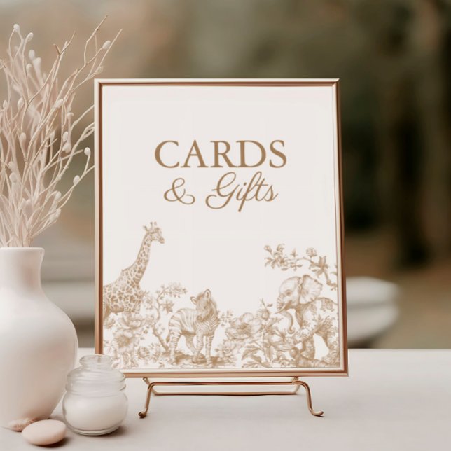 Poster Toile Safari Baby Shower Cards & Gifts Sign (Criador carregado)