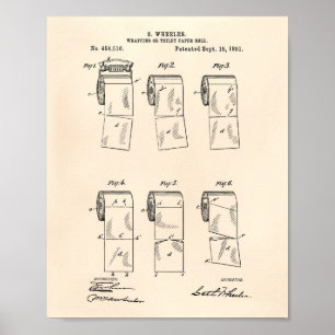 Pôster Toilet Paper Roll 1891 Patent Art Old Peper