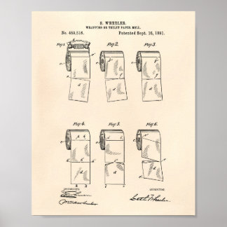 Pôster Toilet Paper Roll 1891 Patent Art Old Peper
