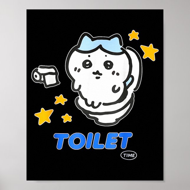 Poster Toilet Time Chikawa Meme Tee  (Frente)