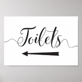 Poster Toilets Sinal de Direções para Casamentos Seta Esq