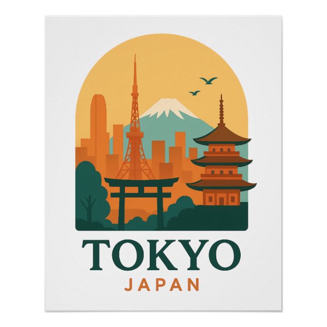 Pôster Tokyo Japan Minimalist Travel Poster – Glossy  (Frente)