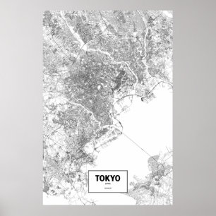 Pôster Tokyo, Japão (preto no branco)