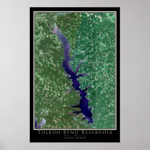 Poster Toledo Bend Lake Texas - Mapa de Satélite da Louis