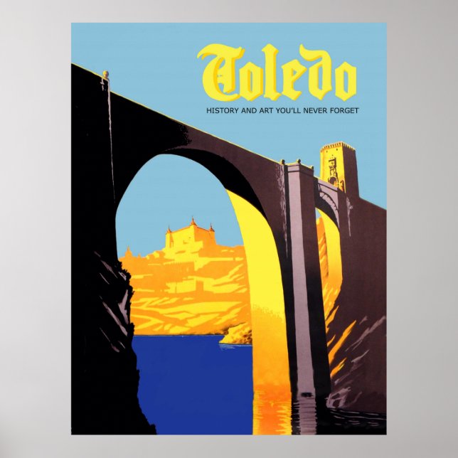 Poster Toledo, Espanha. Ponte sobre o mar Mediterrâneo (Frente)