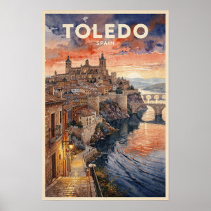 Poster Toledo Espanha Viagem Vintage