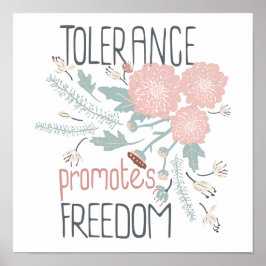 Poster Tolerância promove a liberdade, cor-de-rosa, botân