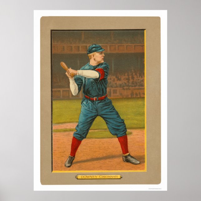 Pôster Tom Downey Reds Baseball 1911 (Frente)