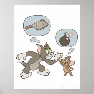 Pôster Tom e Jerry Mau Pensamentos