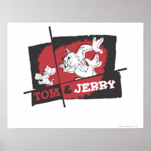 Pôster Tom e Jerry vermelhos e pretos