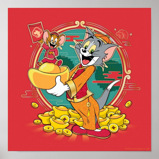 Poster Tom & Jerry Ano novo Envelope Vermelho (Frente)