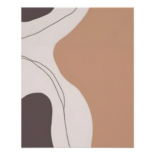 Pôster Tom Terra Caloroso Abstrato com Linhas Orgânicas