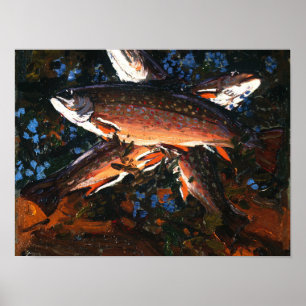 Poster Tom Thomson Canadense Painting Autumn Three Trouts
