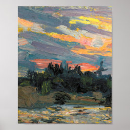 Poster Tom Thomson Painting Sunset Canoé Lake Onatario