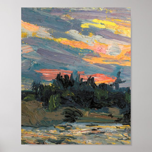 Poster Tom Thomson Painting Sunset Canoé Lake Onatario (Frente)
