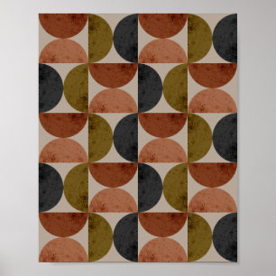 Poster Tomada de Terra Geométrica em Meia-Lua Retro