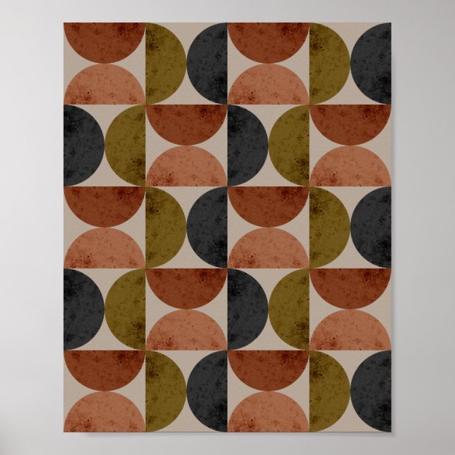 Poster Tomada de Terra Geométrica em Meia-Lua Retro (Frente)