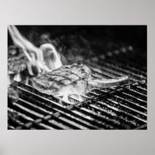 Poster Tomahawk Grilled Steak sobre o grill de CHURRASCO