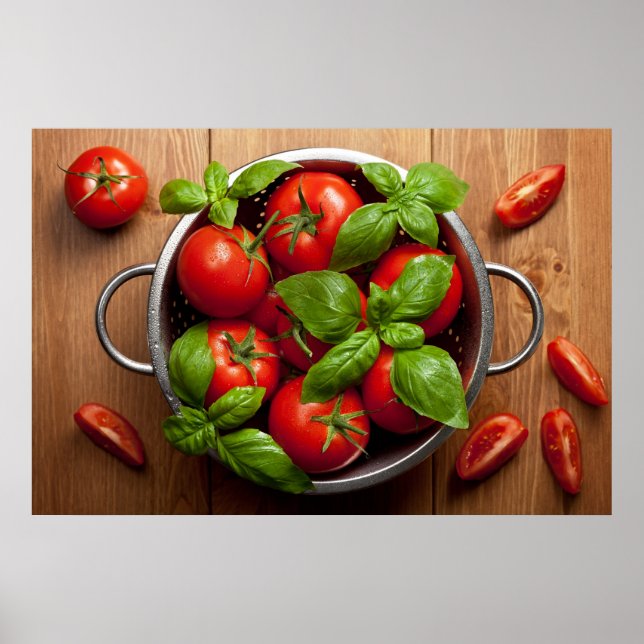 Pôster Tomates Com Solo Na Colander (Frente)