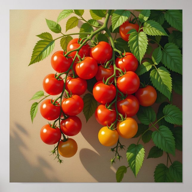 Poster Tomato Plant Gardening Themed Summer Vibes (Frente)