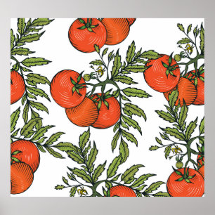 Poster Tomato Vintage: Ilustração do Mercado de Fazendas.
