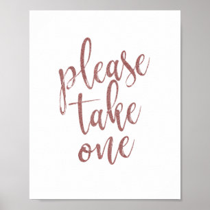 Poster Tome por favor um sinal Dourado cor-de-rosa do