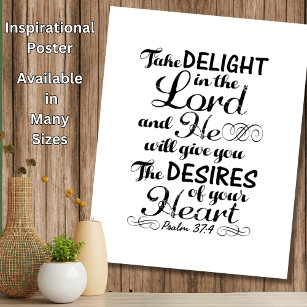 Poster Tome prazer no verso da Bíblia Lorde Salm 37 4