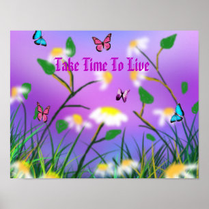Poster Tome Tempo Para Viver O Tema Da Daisy Primavera,