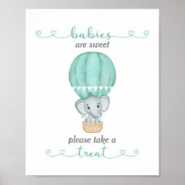 Poster Tome um Chá de fraldas de elefante verde