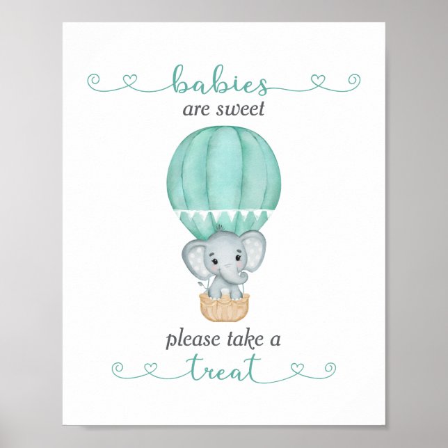 Poster Tome um Chá de fraldas de elefante verde (Frente)