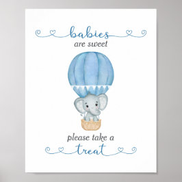 Poster Tome um Chá do bebê elefante azul tratado