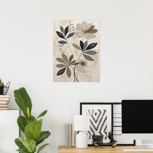 Poster Tonalidade neutra de Arte Botânica Minimalista da 