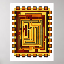 Poster Tone Maze Pattern Geométrico Quente