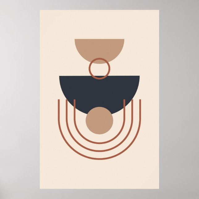 Poster Tons da Terra Arte Geométrica Moderna (Frente)