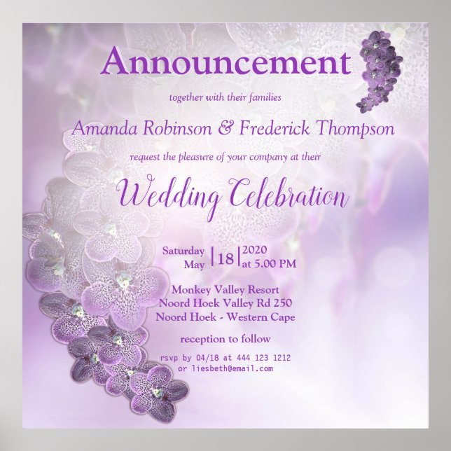 Poster Tons de Orquídeas Roxas Violeta (Frente)