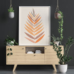 Poster Tons de Terra Neutra Minerais de Folha Botânica Mi<br><div class="desc">Simples pintura botânica em tons neutros de laranja,  esticada e pêssego.</div>