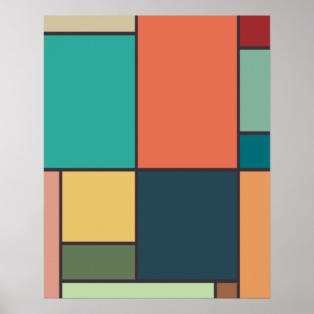 Poster Tons Retroativos Geométricos de Abstrato de Estilo (Frente)