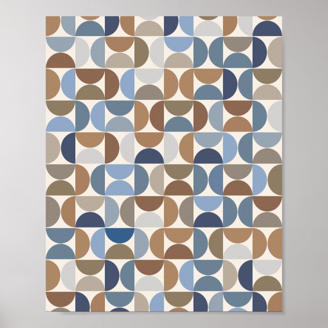 Poster Tons Terrestres Modernos De meio século E Azul (Frente)