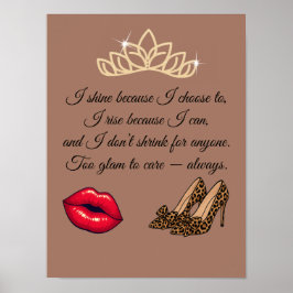 Poster Too Glam To Care – Chic Quote