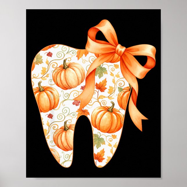 Poster Tooth Coquette Bow Dentist Thanksgiving Dental Ist (Frente)