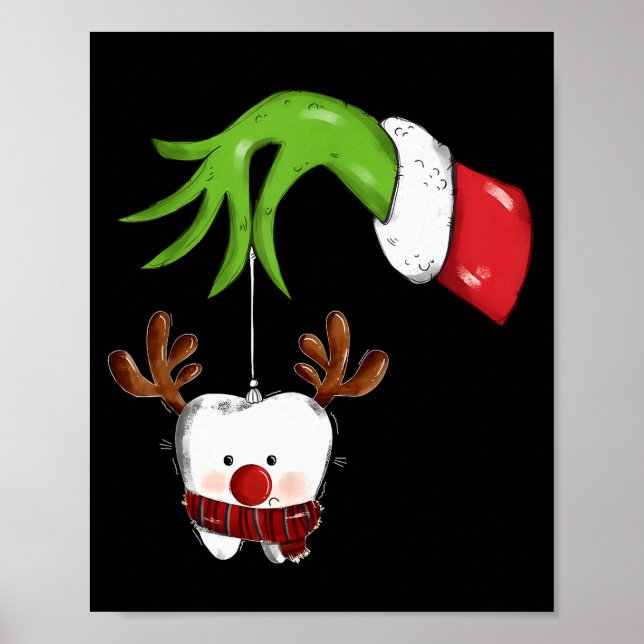 Poster Tooth Dentist Dental Istant Teeth Christmas Rudolp (Frente)