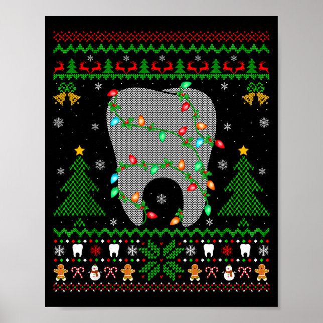 Poster Tooth Dentist Dental Istant Teeth Ugly Christmas S (Frente)