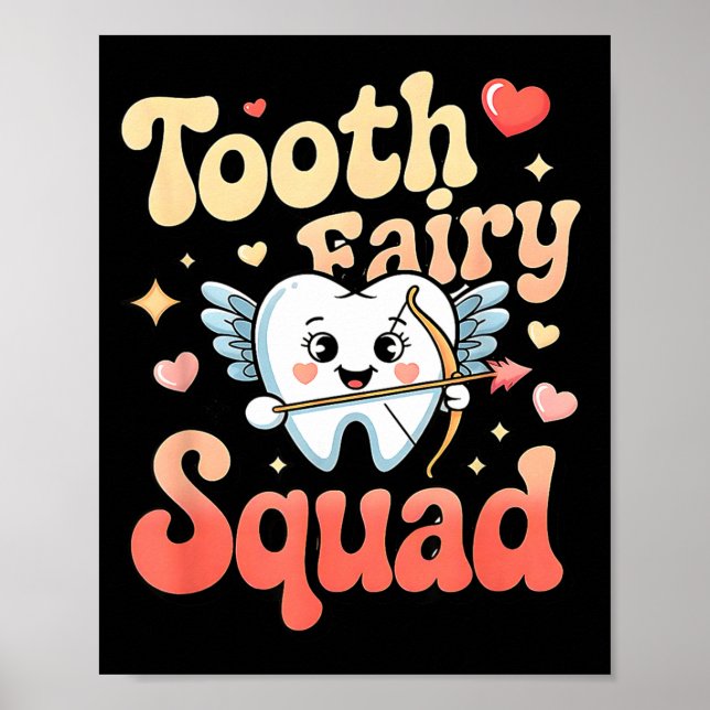 Poster Tooth Fairy Squad Cute Cud Tooth Retro Dental Humo (Frente)