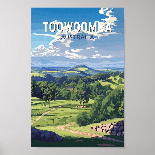 Poster Toowoomba Austrália - Viagem Art Vintage (Frente)