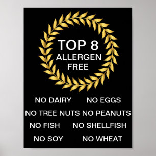 Poster Top 8 Allergen Free Allergen Restaurant Bakery