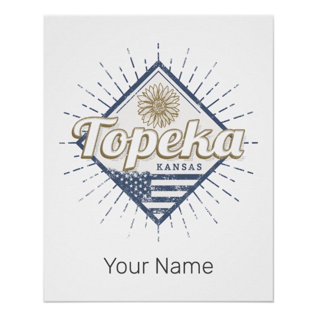 Pôster Topeka City Kansas Estados Unidos Sunflower EUA (Frente)