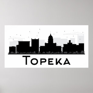 Pôster Topeka, Kansas skyline preta & branca de   da