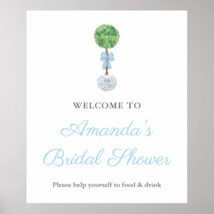 Poster Topiaria de buxo pintada à mão para casamento Chá