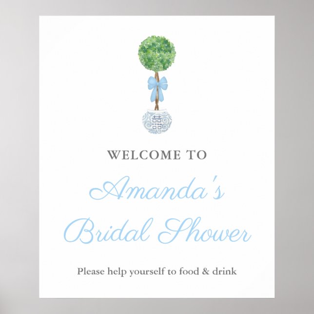 Poster Topiaria de buxo pintada à mão para casamento Chá  (Frente)